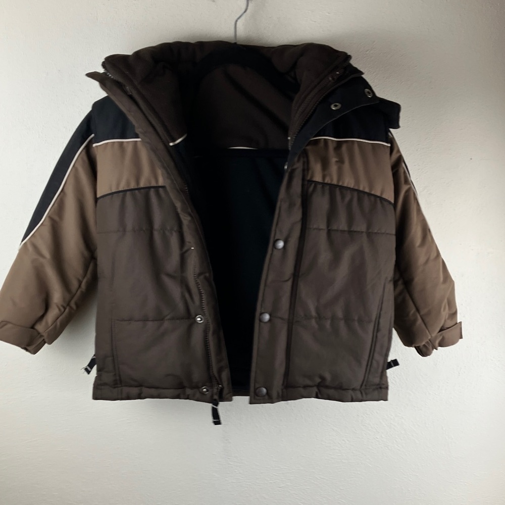 Big Chill Boys XS 5/6 Technical Outerwear Jacket Brown Black Removable Liner